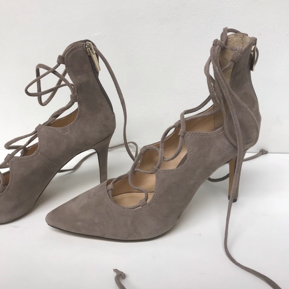 NWT: Vince Camuto Beige Suede Lace Up Pumps - Picture 2 of 10